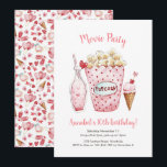 Movie Birthday Invitation<br><div class="desc">Gorgeous whimsical pink hearts movie party Invitation for your girl's birthday party featuring a beautiful watercolor popcorn,  drinks and ice cream and a fun back page.

© Mini Moi Prints</div>