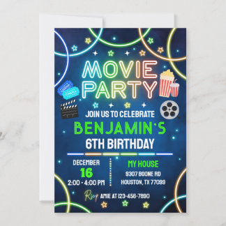 Movie Birthday Invitation, Movie Invitation