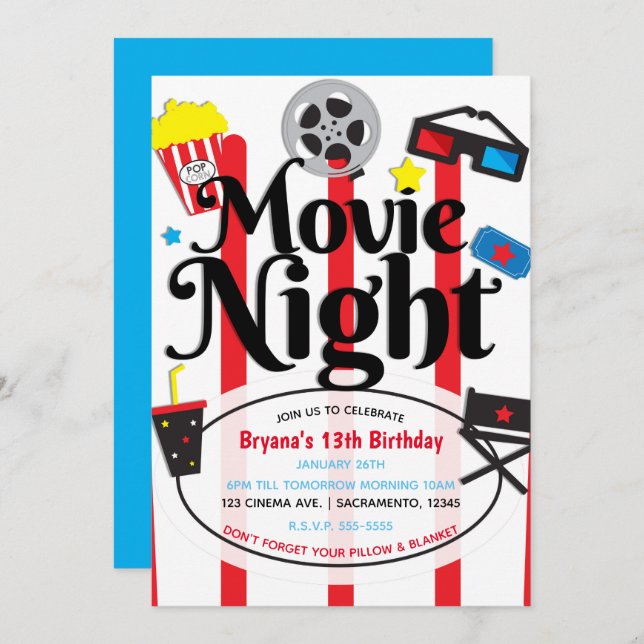 Movie Birthday Party Cinema Event Invitation (Front/Back)