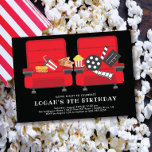 Movie Birthday Party Invitation<br><div class="desc">Unique movie birthday party invitation featuring  theatre red seats set on a black background with a coordinating red back for an extra special touch.</div>