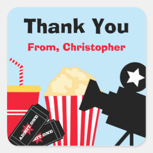 Movie Birthday Party Thank You Stickers
