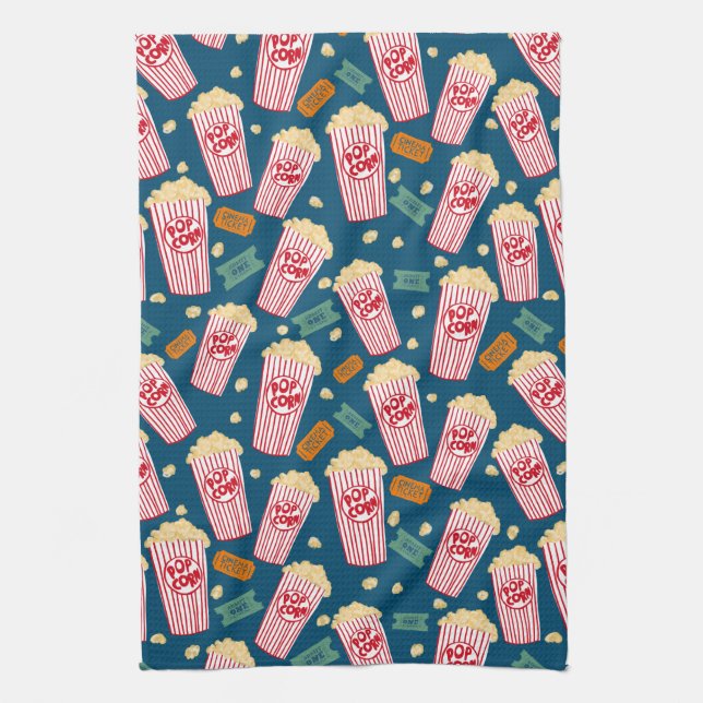 Movie Buffs Popcorn and Film Night Tea Towel (Vertical)