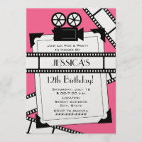 Movie Camera Film and Photo Birthday Party Invite