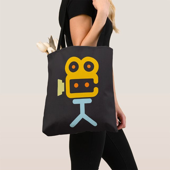 Movie Camera Icon Minimal Film Equipment Tote Bag (Creator Uploaded)