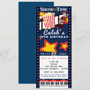 Movie Cinema Popcorn VIP Party Ticket Invitation