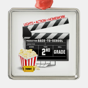 Movie Clapboard 2nd Grade Metal Ornament
