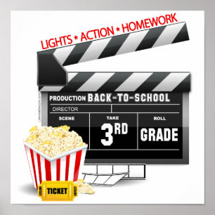 Movie Clapboard 3rd Grade Poster