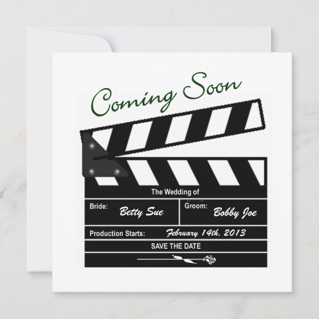Movie Clapboard Wedding Save the Date (Front)