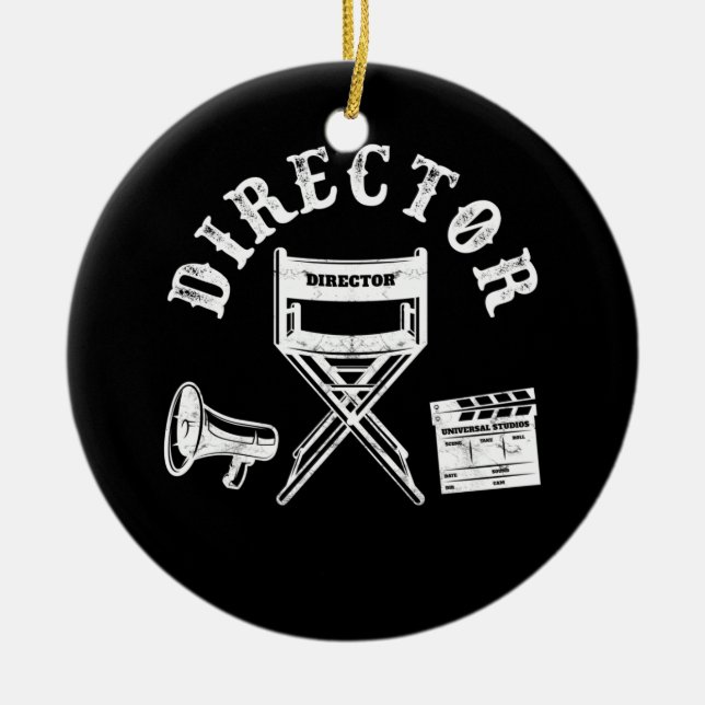 Movie Director Filmmaker Director Chair Ceramic Ornament (Front)