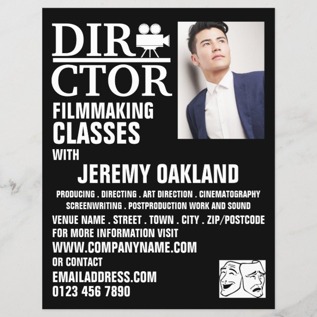 Movie Director, Filmmaking Classes Advertising Flyer (Front)
