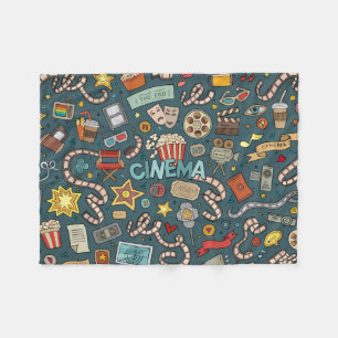 Movie Fan Cinema Theatre Design Fleece Blanket