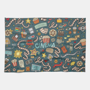 Movie Fan Cinema Theatre Design Tea Towel