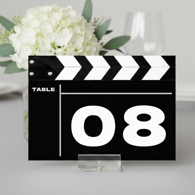 Movie Film Clap Board Wedding Table Number (Creator Uploaded)