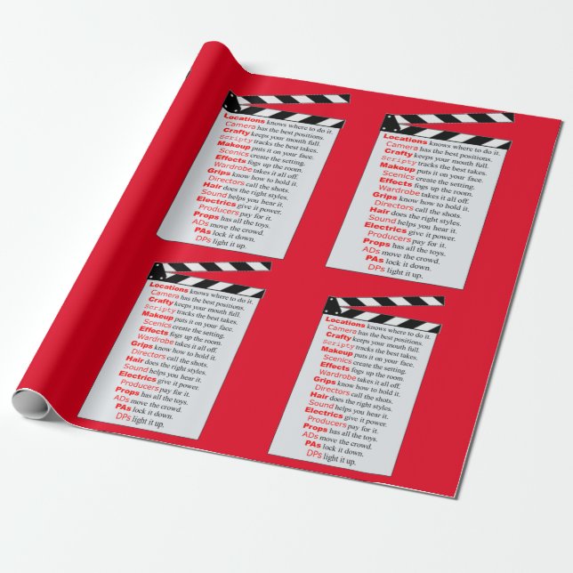 Movie Film Crew wrap it up on a new movie idea Wrapping Paper (Unrolled)