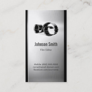 Movie Film Editor - Brushed Stainless Steel Metal Business Card