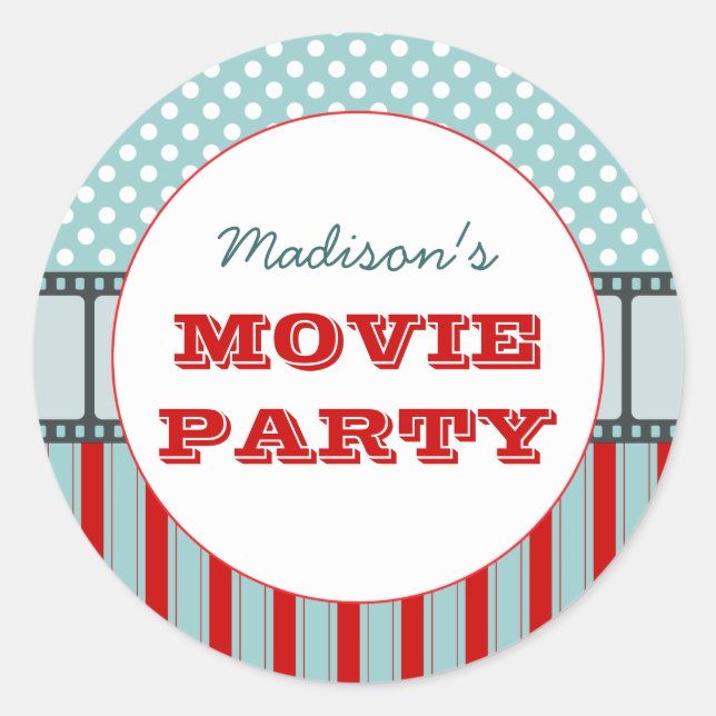 Movie Film Personalised Party Sticker (Front)