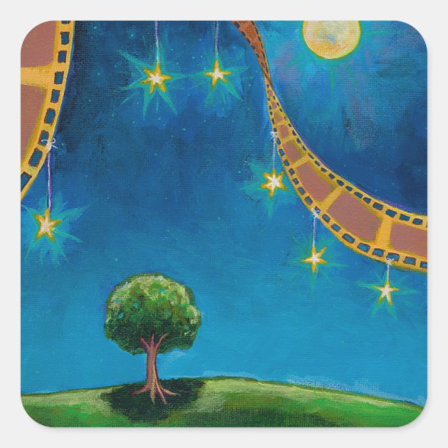 Movie film photography art fun landscape painting square sticker (Front)