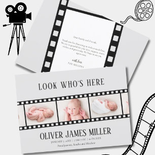 Movie Film Strip Photo Collage Birth Announcement