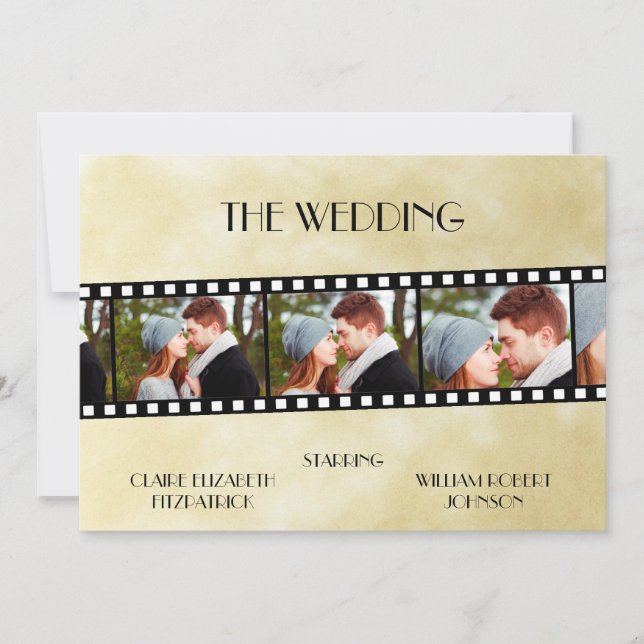Movie Film Strip Photo Collage Wedding Invitation (Front)