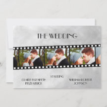 Movie Film Strip Photo Collage Wedding Invitation
