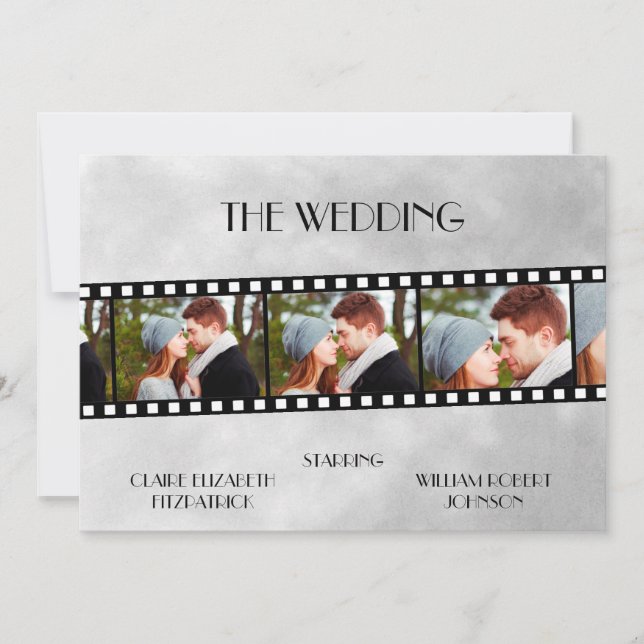 Movie Film Strip Photo Collage Wedding Invitation (Front)