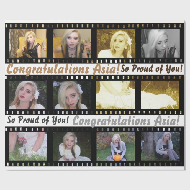 Movie Film Strip Photo Frames Gift Wrap (Flat)