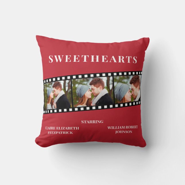 Movie Film Strip Photo Valentine's Day Gift Cushion (Front)