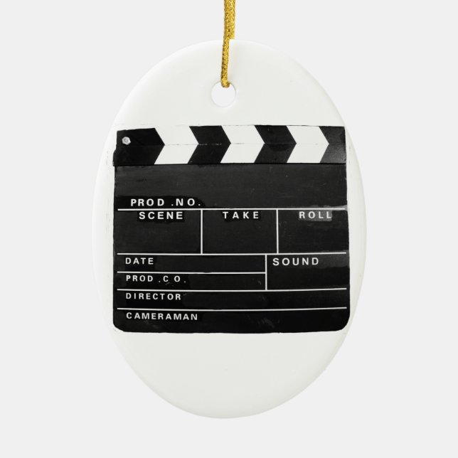 movie film video makers Clapper board design Ceramic Ornament (Front)