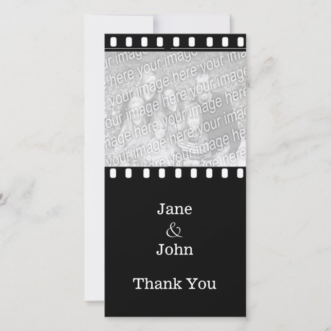Movie Film Wedding Theme Photo Thank You Card (Front)