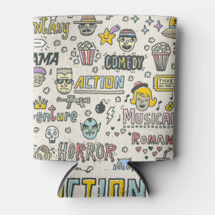 Movie Genres: TV Shows Doodle Set Can Cooler