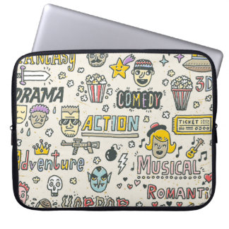 Movie Genres: TV Shows Doodle Set Laptop Sleeve