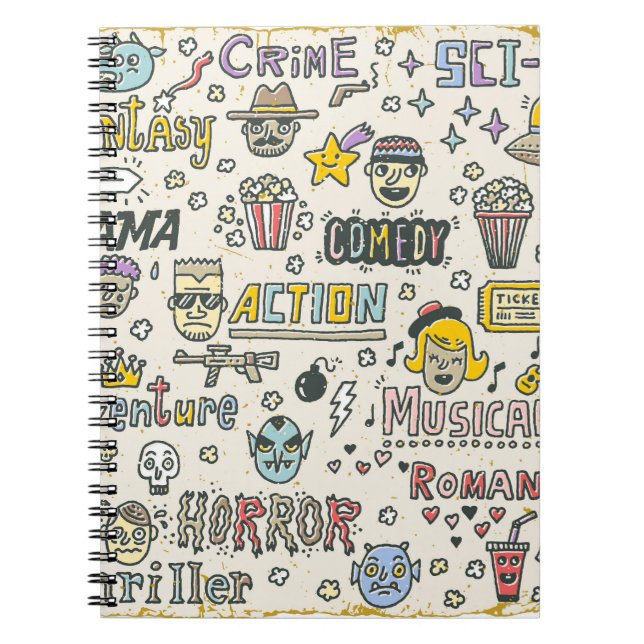 Movie Genres: TV Shows Doodle Set Notebook (Front)