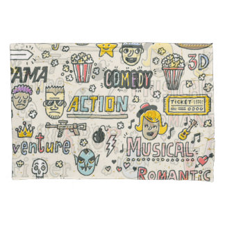 Movie Genres: TV Shows Doodle Set Pillowcase