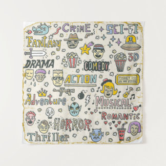 Movie Genres: TV Shows Doodle Set Tapestry