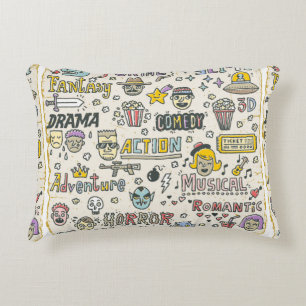 Movie Genres. TV Shows, Series Funny Doodle vintag Decorative Cushion