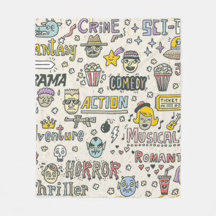 Movie Genres. TV Shows, Series Funny Doodle vintag Fleece Blanket