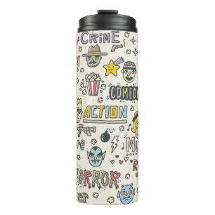 Movie Genres. TV Shows, Series Funny Doodle vintag Thermal Tumbler