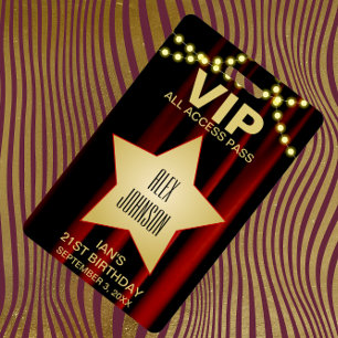 Movie Lights Gold Star Hollywood VIP Pass ID Badge