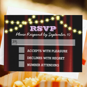 Movie Lights Lilac Bat Mitzvah RSVP Card