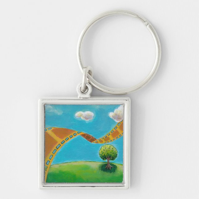 Movie lovers fun unique art film strip landscapes key ring (Front)