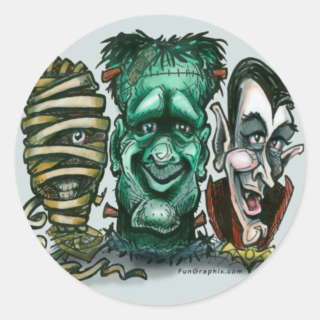 Movie Monsters Classic Round Sticker (Front)