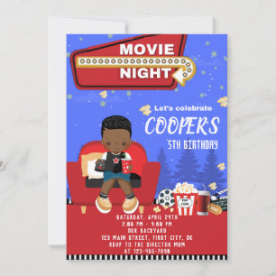Movie Night 1 Birthday Invitation Card
