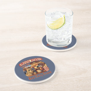 Movie Night - Best Furry Friend - Cute Cat & Dog Coaster