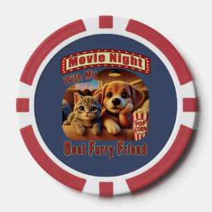 Movie Night - Best Furry Friend - Cute Cat & Dog Poker Chips