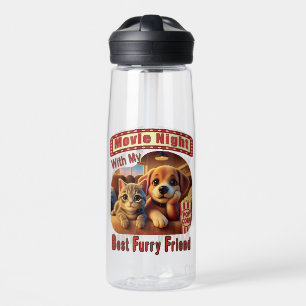 Movie Night - Best Furry Friend - Cute Cat & Dog Water Bottle