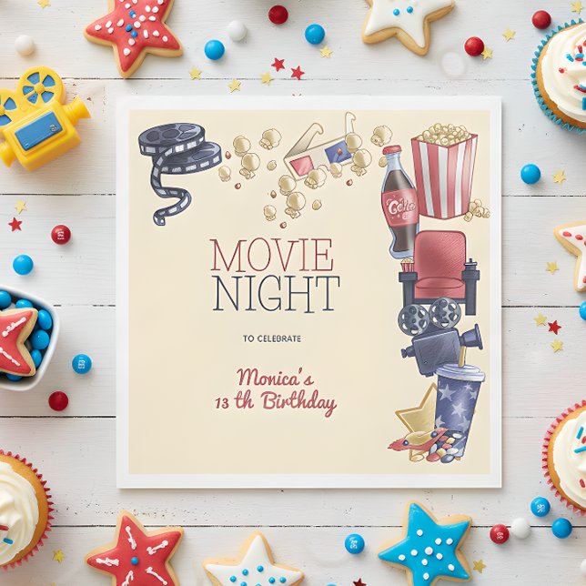 Movie night birthday for kids napkin (Creator Uploaded)