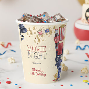Movie night birthday for kids paper cups