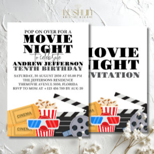 Movie Night Birthday fun Cinema Party Invitation