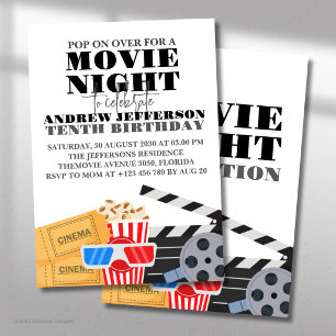 Movie Night Birthday fun Cinema Party Invitation