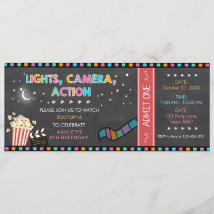 Movie Night Birthday Invitation Movie ticket Party